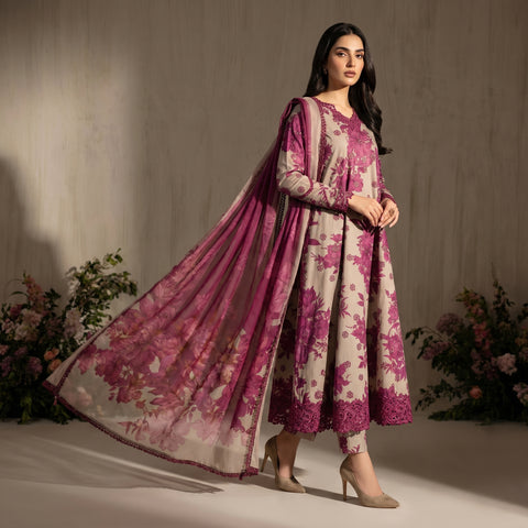 Embroidered Lawn 3-Piece with Chiffon Dupatta — Patch Series 2026