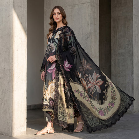 Embroidered Lawn 3-Piece with Chiffon Dupatta — Patch Series 2026