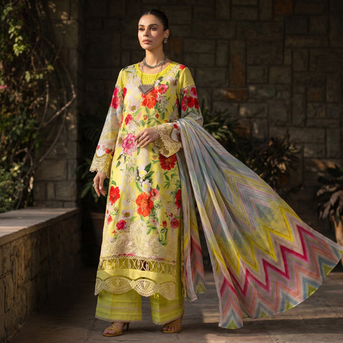 Embroidered Lawn 3-Piece with Chiffon Dupatta — Mehfil Collection 2026