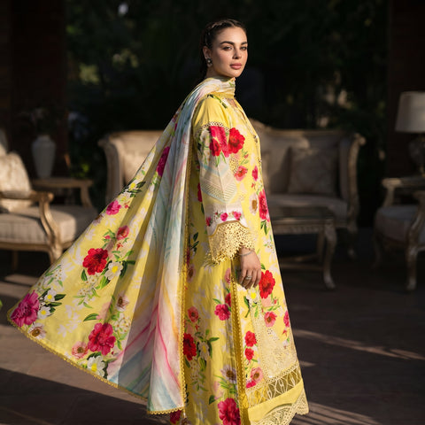 Embroidered Lawn 3-Piece with Chiffon Dupatta — Mehfil Collection 2026