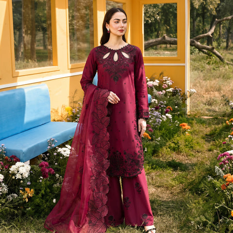 Sequin Embroidered Lawn 3-Piece with Swiss Dupatta — Mehfil Collection 2026
