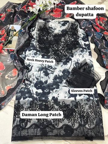 Embroidered Lawn 3-Piece with Chiffon Dupatta — Patch Series 2026
