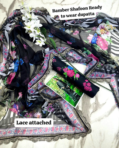 Embroidered Lawn 3-Piece with Chiffon Dupatta — Patch Series 2026
