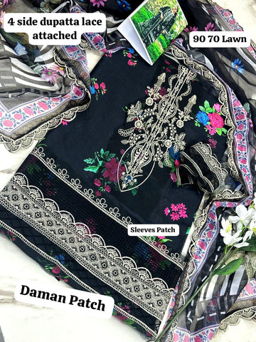 Embroidered Lawn 3-Piece with Chiffon Dupatta — Patch Series 2026