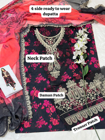 Embroidered Lawn 3-Piece with Chiffon Dupatta — Patch Series 2026