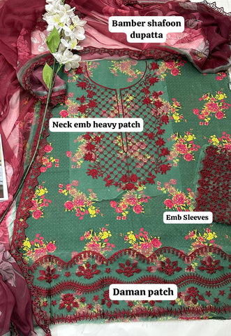 Embroidered Lawn 3-Piece with Chiffon Dupatta — Mehfil Collection 2026