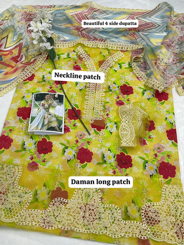 Embroidered Lawn 3-Piece with Chiffon Dupatta — Mehfil Collection 2026