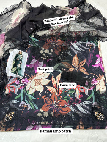 Embroidered Lawn 3-Piece with Chiffon Dupatta — Patch Series 2026