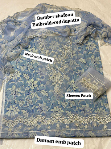 Embroidered Lawn 3-Piece with Chiffon Dupatta — Patch Series 2026